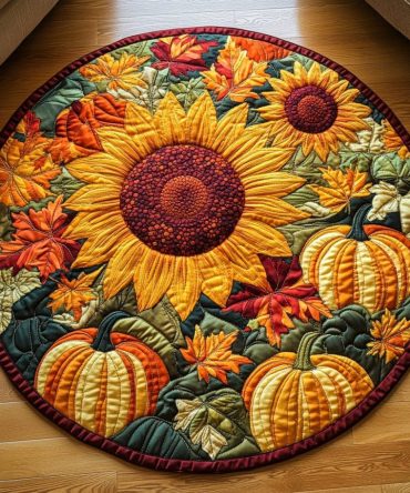 Sunflower Autumn Harvest Quilted Round Mat