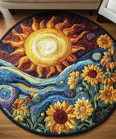 Sunflower Burst Quilted Round Mat