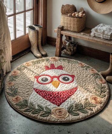 Sunflower Cluck Quilted Round Mat