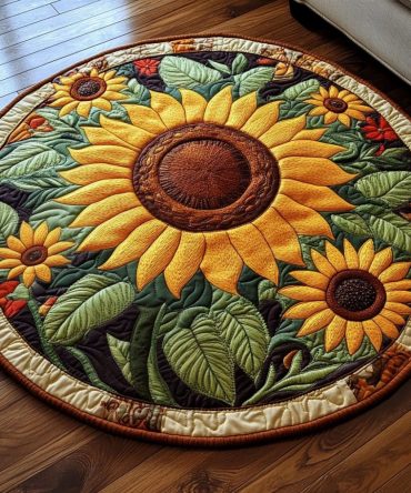 Sunflower Earth Quilted Round Mat