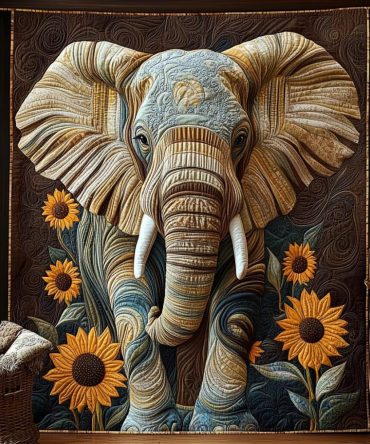 Sunflower Elephant Quilted Blanket