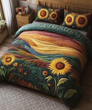 Sunflower Sunrise 3-Piece Quilted Bedding Set
