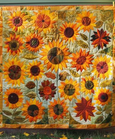 Sunflowers Garden Quilted Blanket