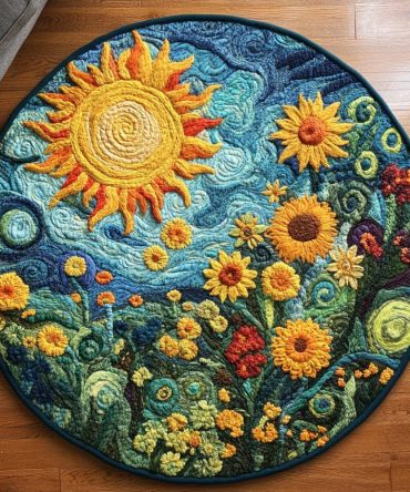 Sunlit Sunflower Quilted Round Mat