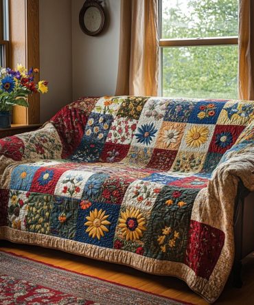 Sunlit Garden Glow Quilted Sofa Cover