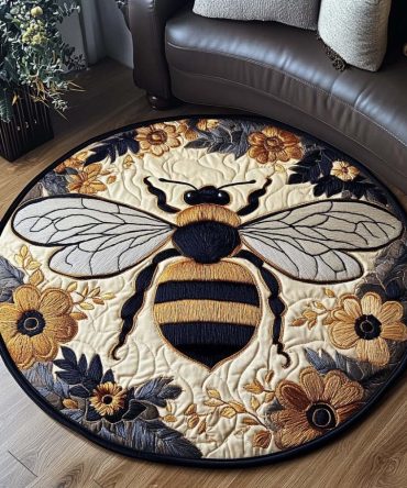 Sunlit Pollen Dance Quilted Round Mat