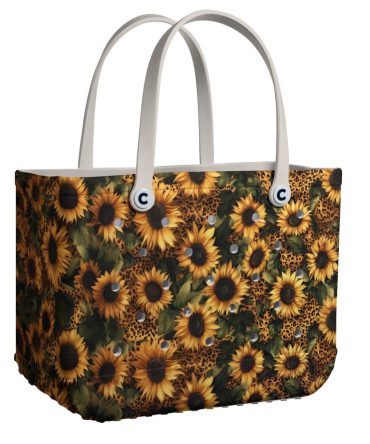 Stylish Sunflower Tote Bag With Leopard Print – Durable, Spacious & Trendy Handbag For Everyday Use