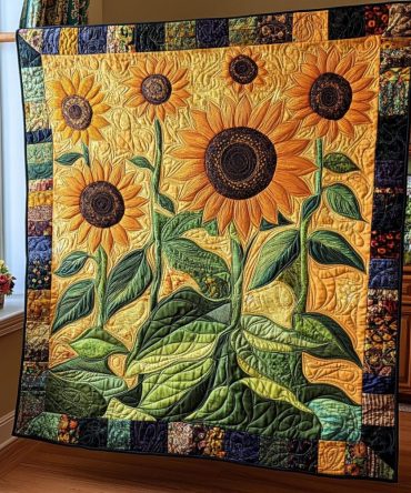 Sunny Sunflowers Quilted Blanket