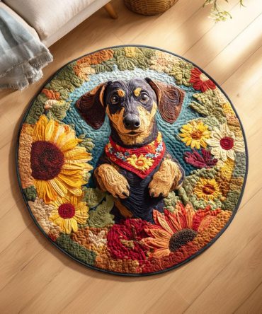 Sunny Dachshund Quilted Round Mat