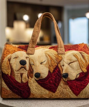 Sunny Days Quilted Duffle Bag - Quilted Travel Duffel for Beach, Weekend & Gym, Lightweight Carry-On with Sunny Retro Print