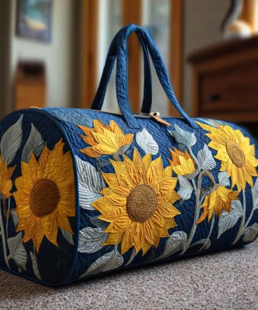 Sunrise Bloom Quilted Duffle Bag — Floral Weekender Travel Bag, Quilted Overnight Carry-On for Gym & Getaways