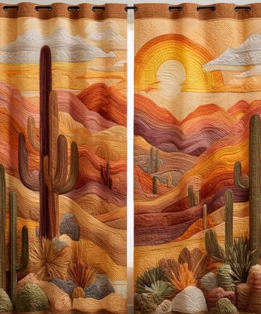 Sunrise Canyon Waves Quilted Curtains