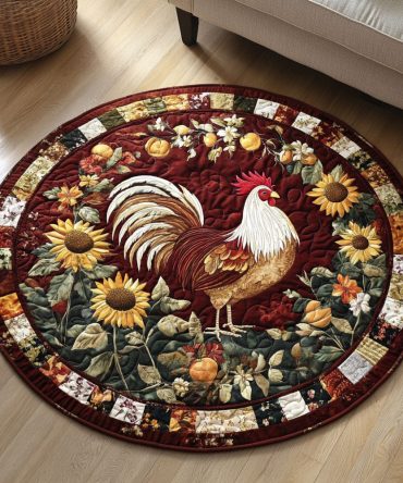 Sunrise Crow Quilted Round Mat