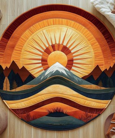 Sunrise Mountain Glow Quilted Round Mat