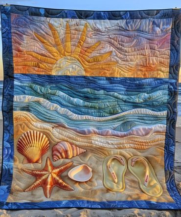 Sunset Beach Quilted Blanket