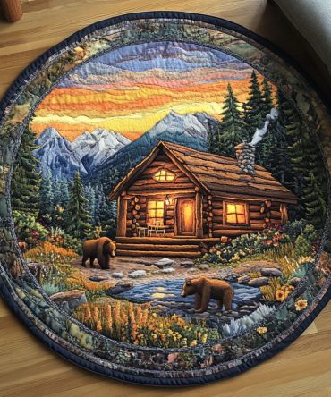 Sunset Bears Quilted Round Mat