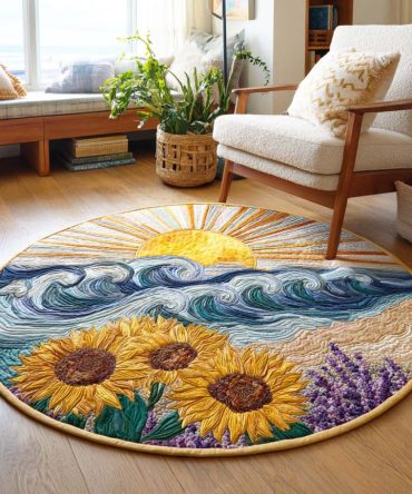 Sunset Horizon Quilted Round Mat