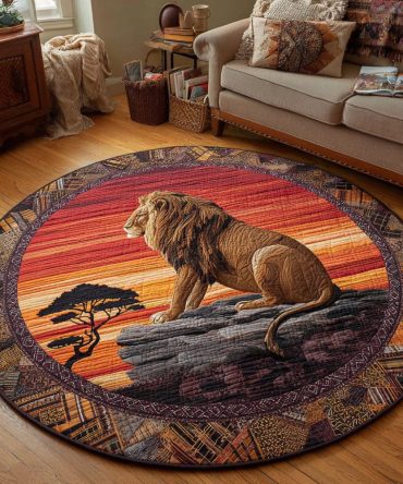 Sunset Lion Quilted Round Mat