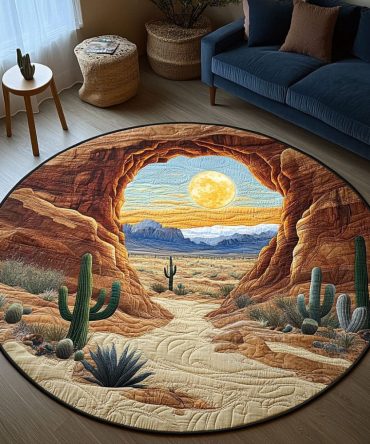 Sunset Oasis Quilted Round Mat