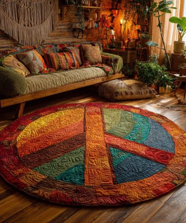 Sunset Peace Quilted Round Mat