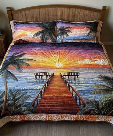 Sunset Pier Dream 3-Piece Quilted Bedding Set
