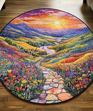 Sunset Valley Path Quilted Round Mat
