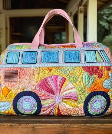 Sunshine Miles Quilted Duffle Bag — Quilted Weekender & Carry-On with Retro Sunburst Print for Travel, Gym & Overnight Trips