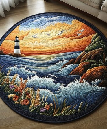 Surf Bloom Quilted Round Mat