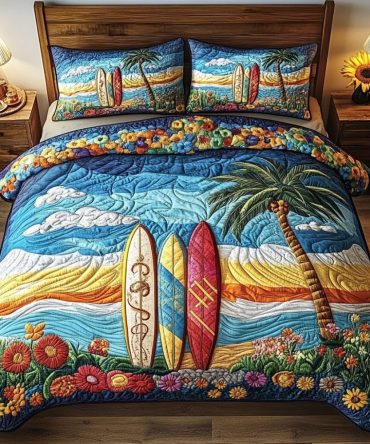 Surfing Sunshine 3-Piece Quilted Bedding Set