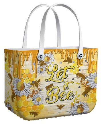 Let It Bee Tote Bag – Cute Daisy & Honeycomb Design, Eco-Friendly, Perfect For Shopping & Beach