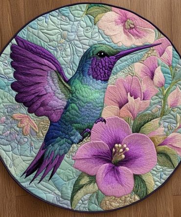Sweet Hummingbird Whisper Quilted Round Mat