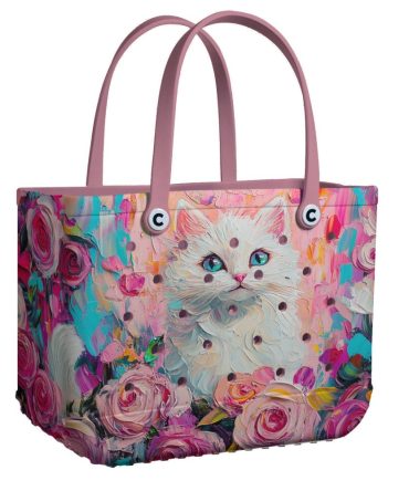 Bucket Tote Bag, Limited Edition Bogg Bag, Beach Bag Lady Feline