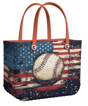 Patriotic Baseball Tote Bag - Stylish American Flag Design For Sports Lovers