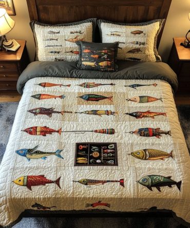 Tackle Box Dreams 3-Piece Quilted Bedding Set