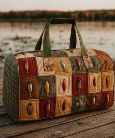 Tackle Box Quilted Duffle Bag - Stylish Travel & Gym Bag for Fishing Enthusiasts