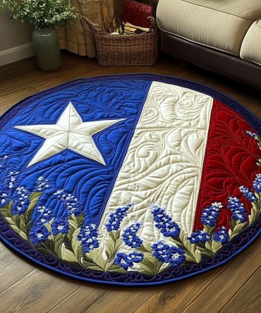 Texas Flag Hat Quilted Round Mat