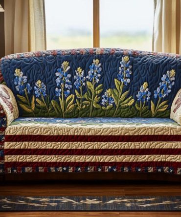 Texas Flower Quilted Sofa Cover