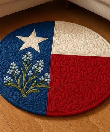 Texas Star Flower Quilted Round Mat