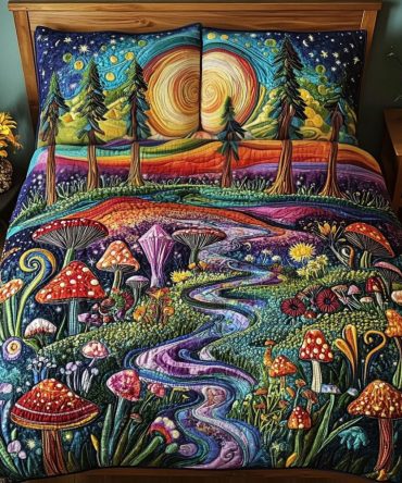 The Mushroom Dream 3-Piece Quilted Bedding Set