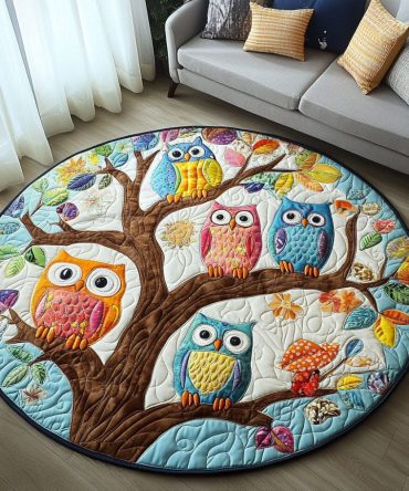 The Watchful Eyes Quilted Round Mat