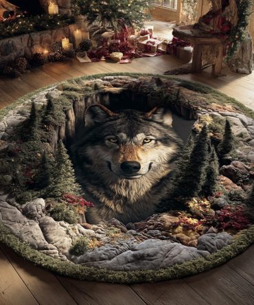 Timber Wolf Quilted Round Mat