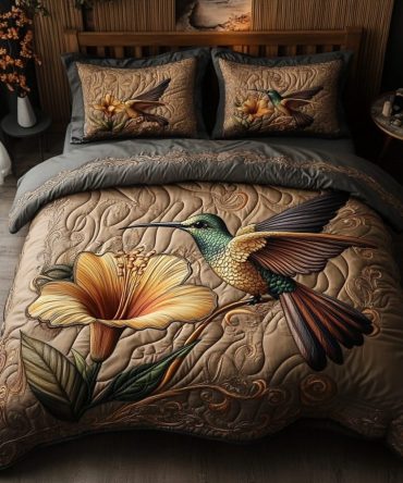 Timeless Hummingbird 3-Piece Quilted Bedding Set