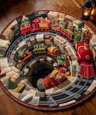 Toy Train Tunnel Quilted Round Mat