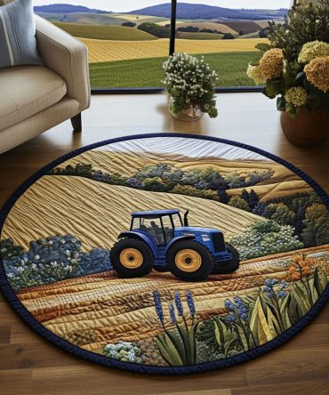 Tractor Landscape Quilted Round Mat