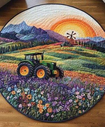Tractor Trails Quilted Round Mat