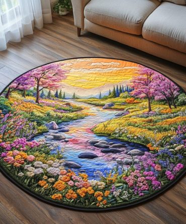 Tranquil Bloom River Quilted Round Mat