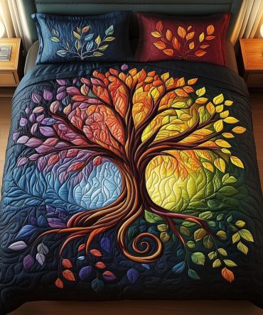 Tree Of Harmony 3-Piece Quilted Bedding Set