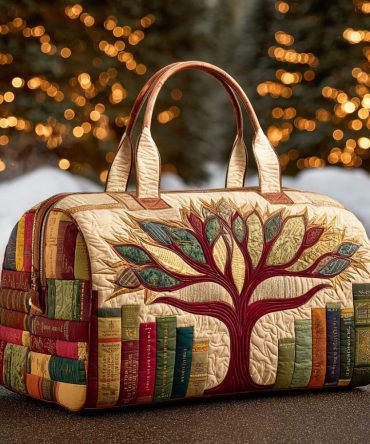 Tree of Knowledge Quilted Duffle Bag — Boho Tree of Life Weekender Travel & Gym Quilted Carry-On