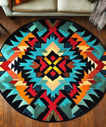 Tribal Sun Dance Quilted Round Mat