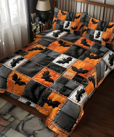 Trick Or Treat Halloween 3-Piece Quilted Bedding Set